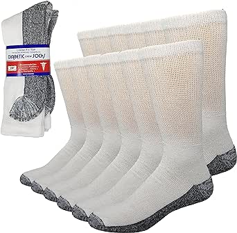 Debra Weitzner Diabetic Socks For Men and Women Loose Fit Non-Binding Cotton Crew Socks 6 Pairs