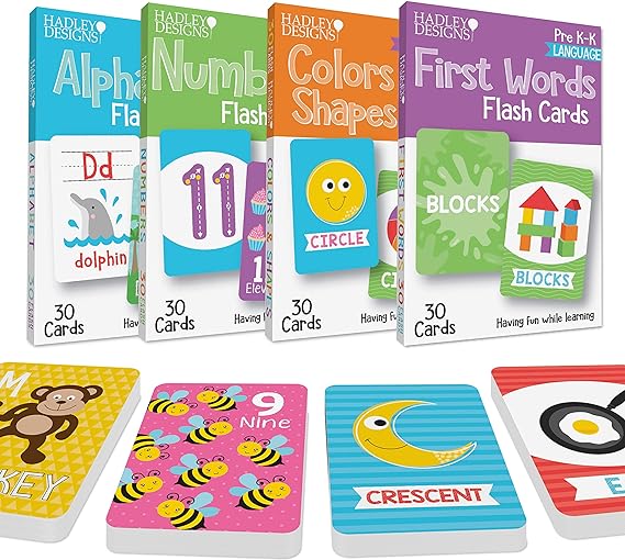 120 Flash Cards for Toddlers 2-4 Years, ABC Alphabet Letters, Colors & Shapes, 1-100 Math Numbers, First Sight Words for Vocabulary, Prek Preschool Learning, Kindergarten Kids, Boys & Girls 5 yrs Old