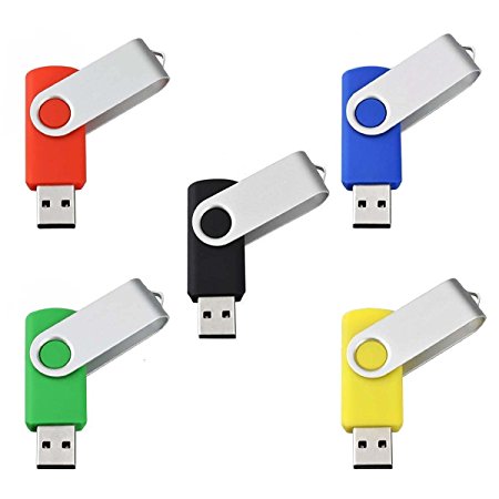 USB Home Flash Drive, (Bulk 5 Pack, USB3.0) High Speed 16GB USB Memory Stick 16 GB Pen Drive, Mixed Color(Red, Blue, Black, Green and Yellow)