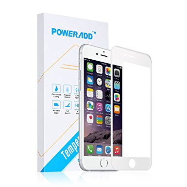 Poweradd Apple iPhone 6 & iPhone 6S Tempered Glass Screen Protector with Bubble Free, Touch Screen Accuracy - White