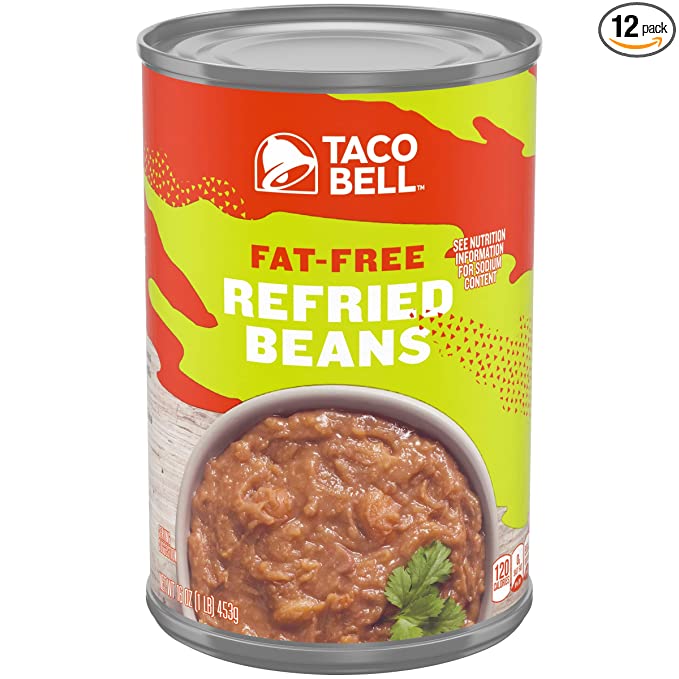 Taco Bell Fat Free Refried Beans (16 oz Cans, Pack of 12)