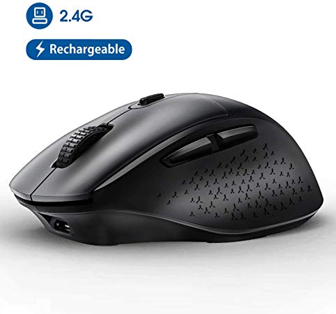 【2020 NEWEST】Wireless Mouse Rechargeable, VicTsing Unique Comfortable USB Mouse with 6 Noiseless Buttons, Adjustable DPI, Plug & Play for PC, Computer, Laptop, Mac etc. - Ideal for Office and Home