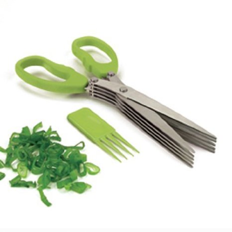 Chuzy Chef 5 Blade Culinary Herb Scissors with Cleaning Brush