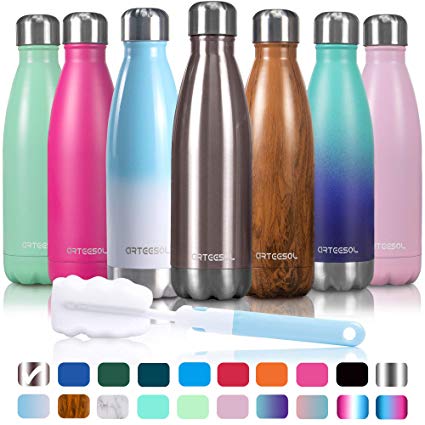 arteesol Water Bottle | Leakproof Cola Shape Bottle Keep Hot&Cold | Double Wall Vacuum 18/8 Stainless Steel Bottle | Narrow Mouth Personalized Texture-for Outdoor Activities