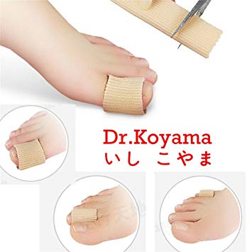 Dr.Koyama Toe Tubes - 4 Pieces-Fabric Sleeve Protectors with Gel Lining Pad Finger & Toes Caps - Prevent Corn, Callus & Blister-Bunions Sore Corns Hammertoes Gel Toe Separators Protectors