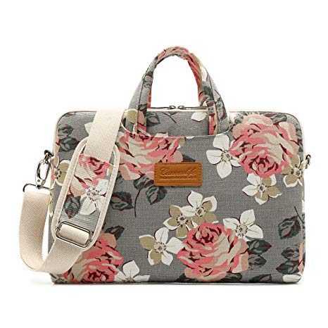 Canvaslife Gray roses Pattern 15 inch Waterproof Laptop Shoulder Messenger Bag Case With Rebound Bubble Protection for 14 inch-15.6 inch laptop 15 Case Bag