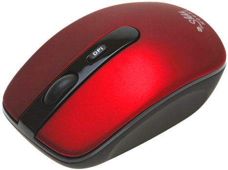 ShhhMouse Wireless Silent Mouse with 1000, 1200 and 1600 dpi switch, 90% Noise Reduction (Battery Included) (1 YEAR US WARRANTY) (Burgundy Red)