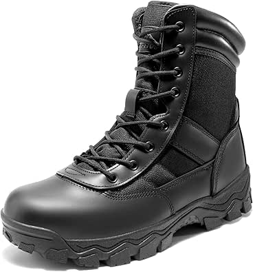 NORTIV 8 Men's Tactical Military Work Boots Side Zipper Outdoor Motorcycle Combat Boots 8 Inches 2.0