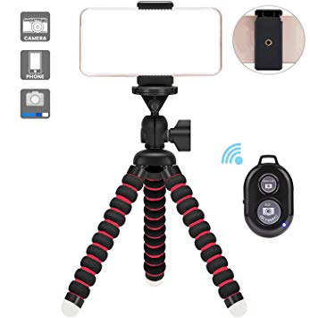 Phone Tripod/Flexible Phone Tripod/Easy To Carry Travel Phone Holder with Bluetooth Remote Shutter for Smart Phone & Digital Camera