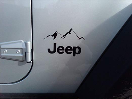 2pc JK Mountain Deisgn Decal 4" x 6" sticker Compatible with Jeep Wrangler RUBICON jk Black