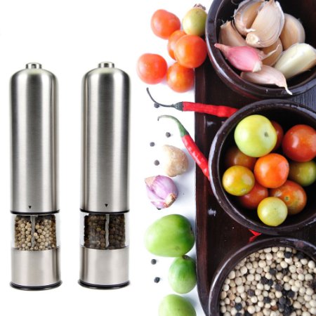 Teika automatic stainless steel pepper mill and salt grinder Package of 2
