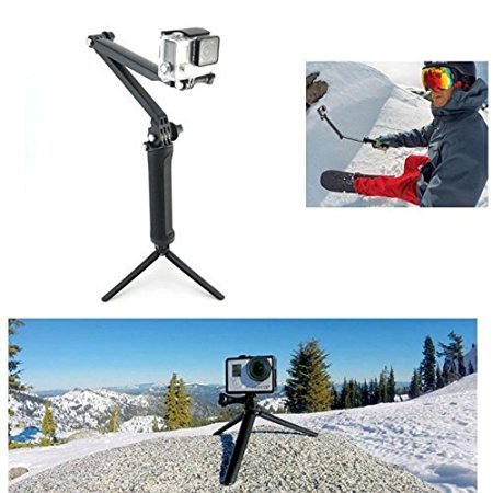 Selfie Stick, WAYMY Handle 3-Way Grip Arm Tripod Foldable Stabilizer for All GoPro Hero 4/3 /3/2/1