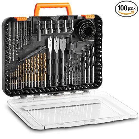 VonHaus 100-Piece Drill and Drive Bit Set with Titanium Coated HSS Bits and Storage Case for Drilling Metal, Wood, Masonry and Plastic