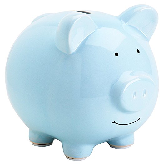 Pearhead Ceramic Piggy Bank, Makes a Perfect Unique Gift, Nursery Décor, Keepsake, or Savings Piggy Bank for Kids, Blue
