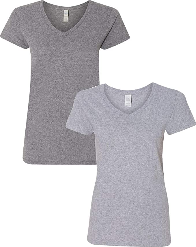 Gildan Women's Heavy Cotton V-Neck T-Shirt, 2-Pack