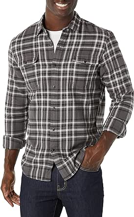 Amazon Essentials Men's Slim-Fit Long-Sleeve Solid Flannel Shirt