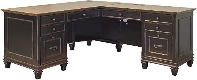 Martin Furniture Hartford L-Shaped Desk, Brown