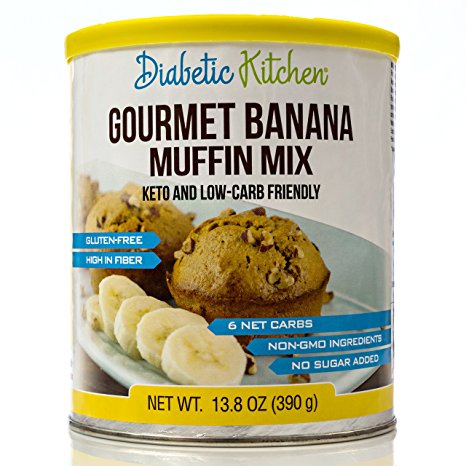 Diabetic Kitchen Muffin Mixes For Bakery Fresh Muffins That Are Low-Carb, Keto-Friendly, No Sugar Added, Gluten-Free, High-Fiber, Non-GMO, No Artificial Sweeteners (Gourmet Banana)