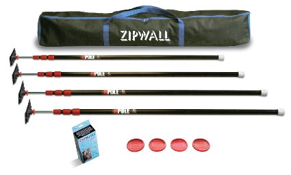 ZipWall 10 ZP4 ZipPole 10-Foot Spring-Loaded Poles for Dust Barriers, 4-Pack