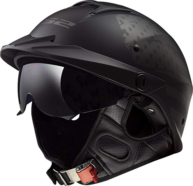 LS2 Helmets Motorcycle & Powersports Helmet's Half Rebellion (1812 Matte Black Flag, Large)