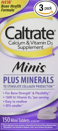 Caltrate Minis Plus Minerals Tablets 150 Count Pack of 3