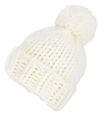 Arctic Paw Womens Super Soft Warm Chunky Cable Faux Fur Pompom Knit Beanie Hat