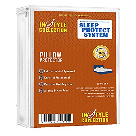 Pillow Protector/encasement Waterproof Bed Bug Proof Standard Set of 2, 20-inch By 26-inch