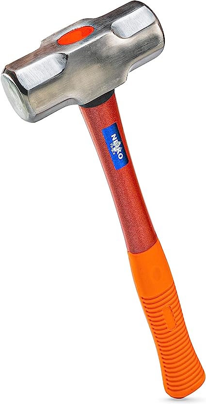 NEIKO 02867A Fiberglass Sledge Hammer 3.3 Pound Heavy-Duty Forged Steel Rubber Grip Handle Mirror Polished Head