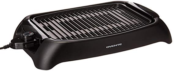 Ovente Electric Indoor, Non-Stick, 13 × 10-inch Grilling Plate, 1000W, Black (GD1632NLB)