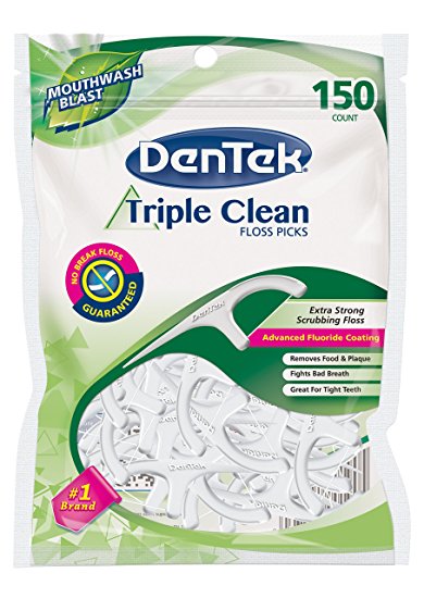 Dentek Triple Clean Floss Picks, 150 Count (Pack of 6)