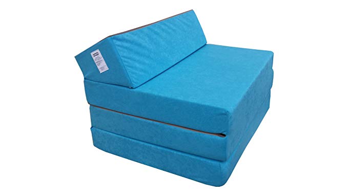 Natalia Spzoo Fold Out Guest Chair Z Bed Futon Sofa for Adult and Kids folding mattress (Blue)