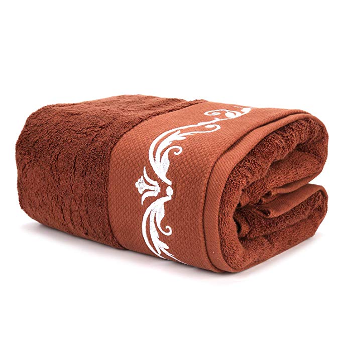 WeiWyTex 100% Pakistan Cotton Bath Sheets | Extra Large Bath Towel | 1 Piece 32x63 in | 750 GSM Luxury Five-Star Hotel Standards | Thick and Soft | Eco Certification |Red Brown|