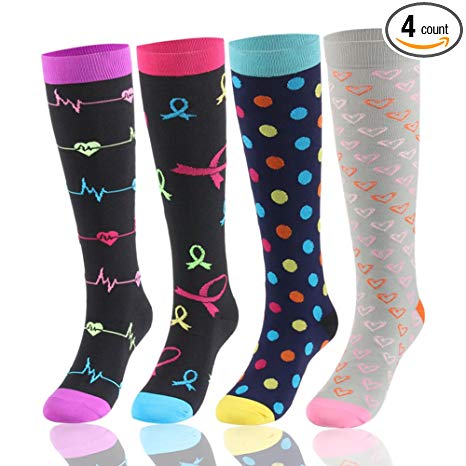 Compression Socks for Women & Men 20-30 mmHg - 4/6 Pairs Best Knee High Socks for Travel, Running, Medical, Pregnancy,Gym Sports - Circulation Recovery