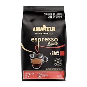 Lavazza Espresso Barista Gran Crema Whole Bean Coffee Blend, Medium Espresso Roast, 1 kg Bag - Chocolate and Spicy Aroma