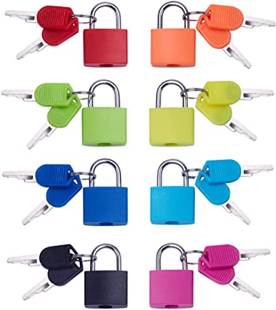 Key Lock(8 Pack) Mini Padlock with Key Home & School Essentials for Luggage Lock, Backpack,Gym Locker Lock,Suitcase Lock,Classroom Matching Game and More!
