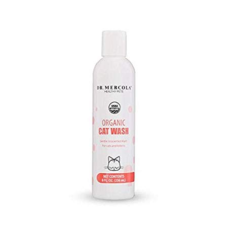 Dr Mercola Organic Cat Shampoo - With USDA Certified Organic Ingredients - Formulated For Cat's Unique Skin pH - Unscented - Premium Cat Care Products - 8oz