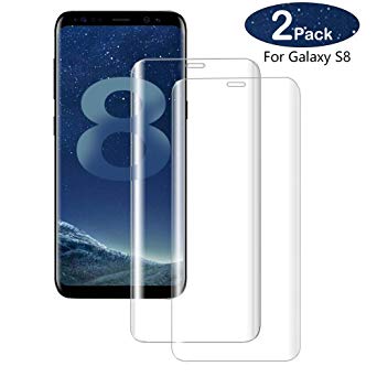 (2 Packs)Tempered Glass Screen Protector for Samsung Galaxy S8, 3D Curved Tempered Glass, HD Clear Anti-Bubble Film with Easy Installation Tray, Case Friendly.