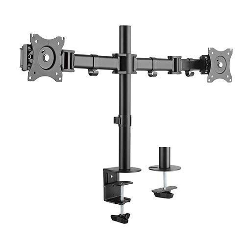 CondoMounts - Dual LED Heavy Duty VESA Desk Mount – Fully Adjustable for 13''-27'' Monitors, Weight Capability up to 17.6lbs for Each arm