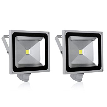 2X 50W LED Flood Light PIR Motion Sensor Security Floodlight Cool White Outdoor Spot Lamp IP65