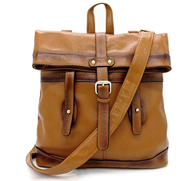 La Poet Women’s Genuine Leather Convertible Shoulder Crossbody Bag Tote Backpack