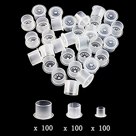 Tattoo Ink Caps-Yuelong 300pcs Tattoo Ink Cups With Base White, Mixed Sizes #11 Small #14 Medium #17 Large for Tattoo ink,Tattoo Supplies,Tattoo Kits