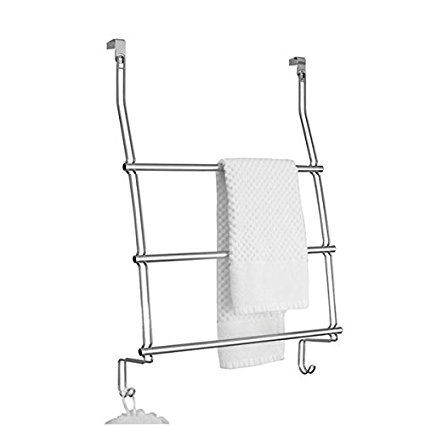 mDesign Over Shower Door Towel Rack for Bathroom - Chrome