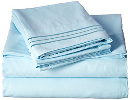 Elegant Comfort Luxury 4-Piece Bed Sheet Set 1500 Thread Count Egyptian Quality Wrinkle,Fade and Stain Resistant Deep Pocket, HypoAllergenic, Queen, Aqua