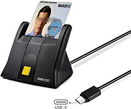 saicoo Type C Smart Card Reader DOD Military USB C Common Access CAC Card Reader, Compatible with Win, Mac Os X (Vertical Version)
