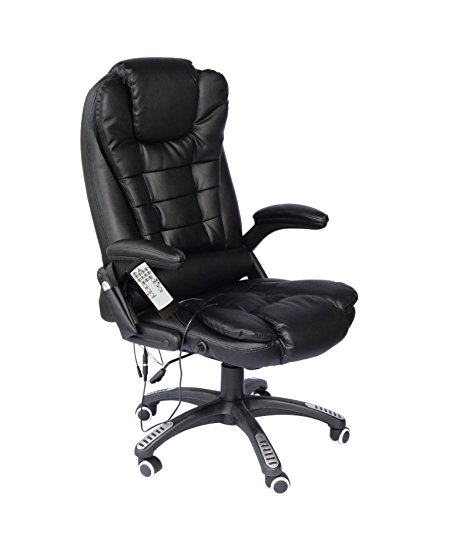 Executive Recline Extra Padded High Back Massage Recliner Office Chair, Black