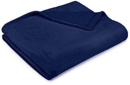 AmazonBasics Plush Velvet Throw - Navy