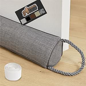 Gorilla Grip Heavy Duty Door Draft Stopper, Blocks Hot Cold Air Wind Noise for Gaps Up to 3” Under Doors, All Season Bottom Drafter Blocker, Easy Install Stoppers, Home Room Essentials, 34” Slate