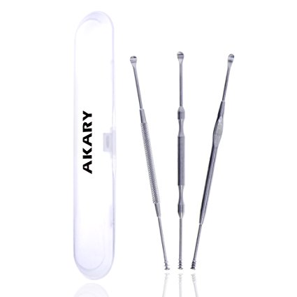 AKARY Ear Pick, 3pcs Ear Cleaning Tool Medical Grade Ear hygiene Care Kits Ear Canal Cleaning Ear Wax Removal with Storage Box