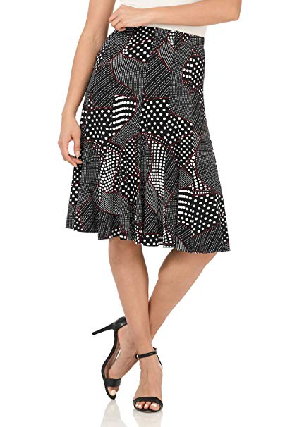 Rekucci Women's Ease into Comfort Flared Knee Length Knit Skirt