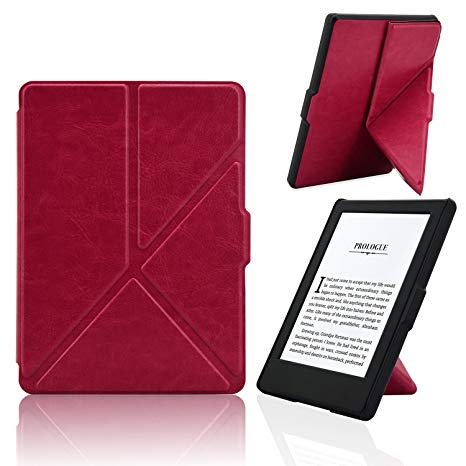 ACdream All-New Kindle 8th Generation 2016 Origami Case, Ultra Slim Premium PU Leather Smart Cover Case for 2016 All-New Kindle 6'' E-reader with Auto Wake Sleep feature, Origami-Hot Pink